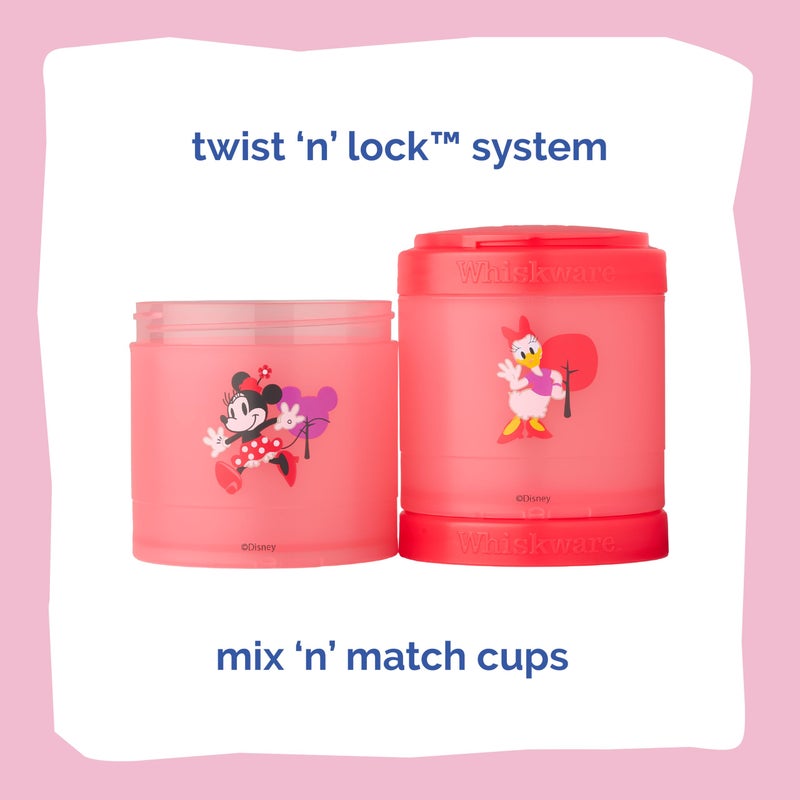 Whiskware Disney Stackable Snack Containers for Kids and Toddlers, 3 Stackable Snack Cups for School and Travel, Minnie and Daisy - Image 2